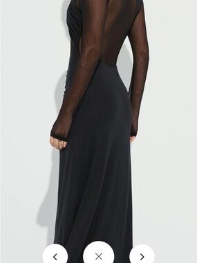 Sheer-Back Long Sleeve Black Maxi Dress